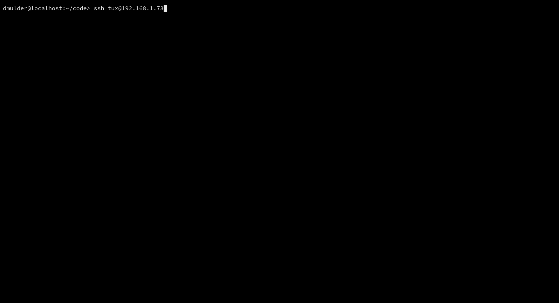 A terminal initiating an SSH connection for the Entra user tux
