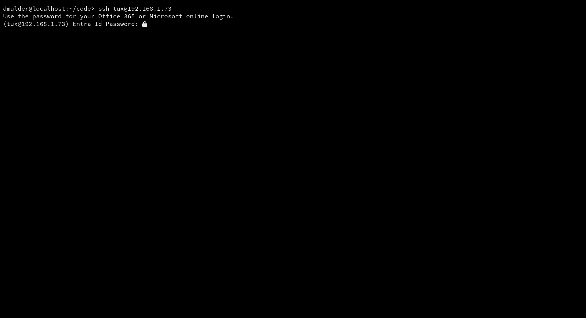 SSH prompting the user for their Entra ID password