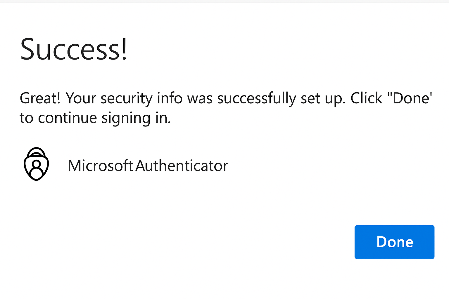 MS Authenticator Successful