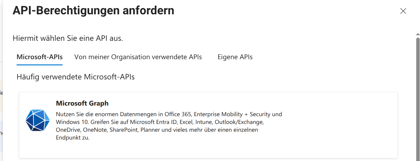 Microsoft Graph selection