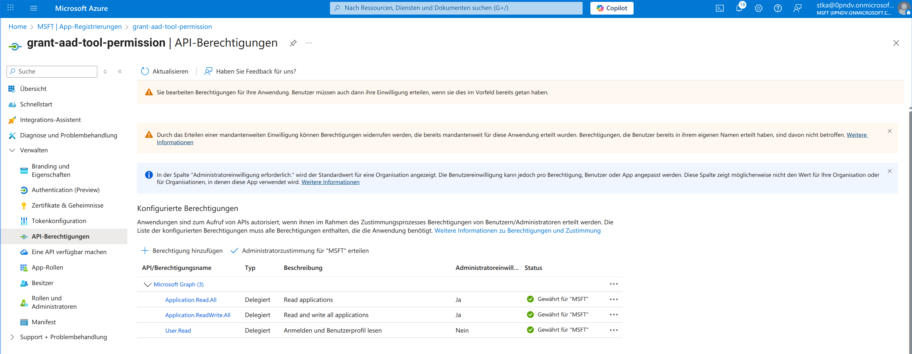 Application permissions overview